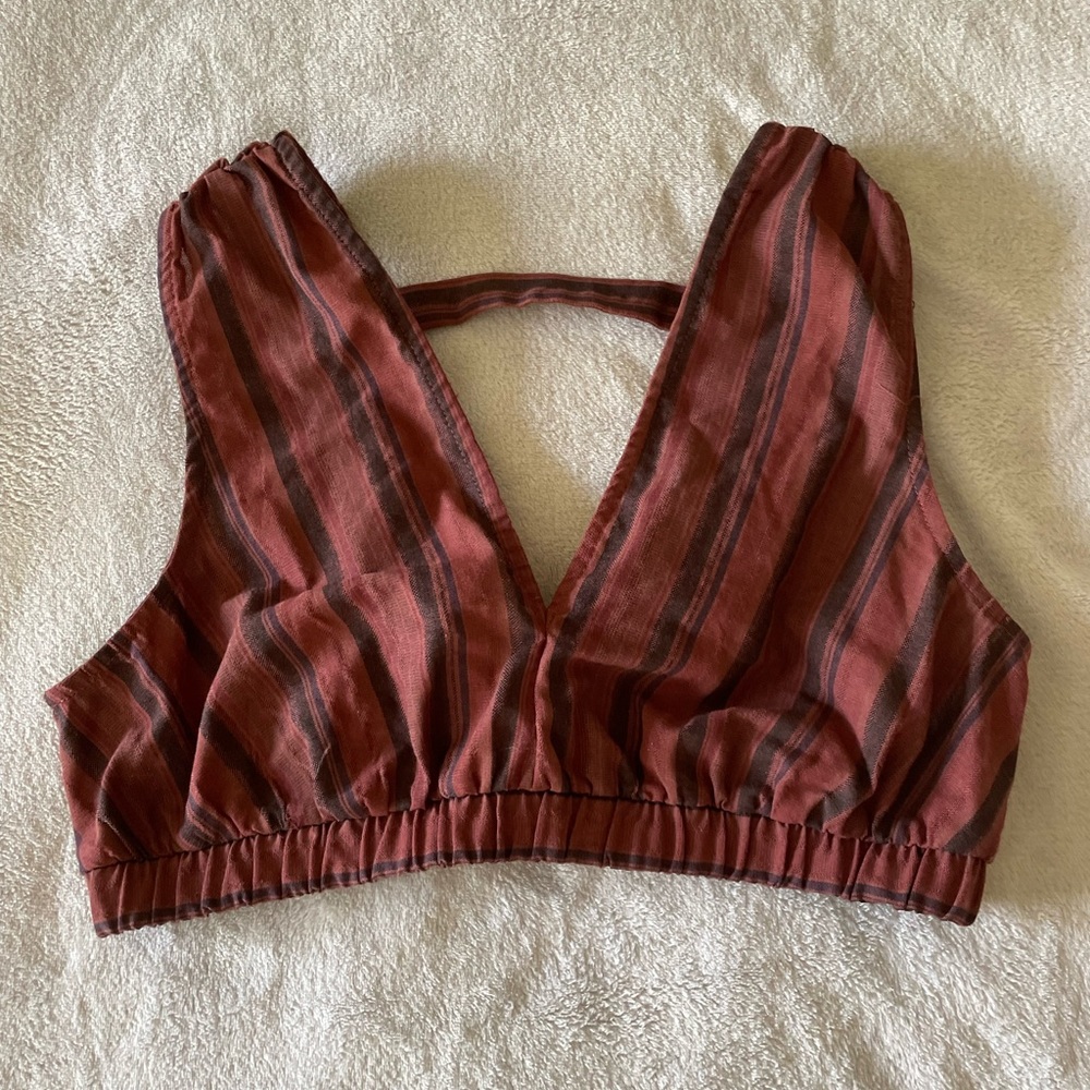 Striped V Neck Crop